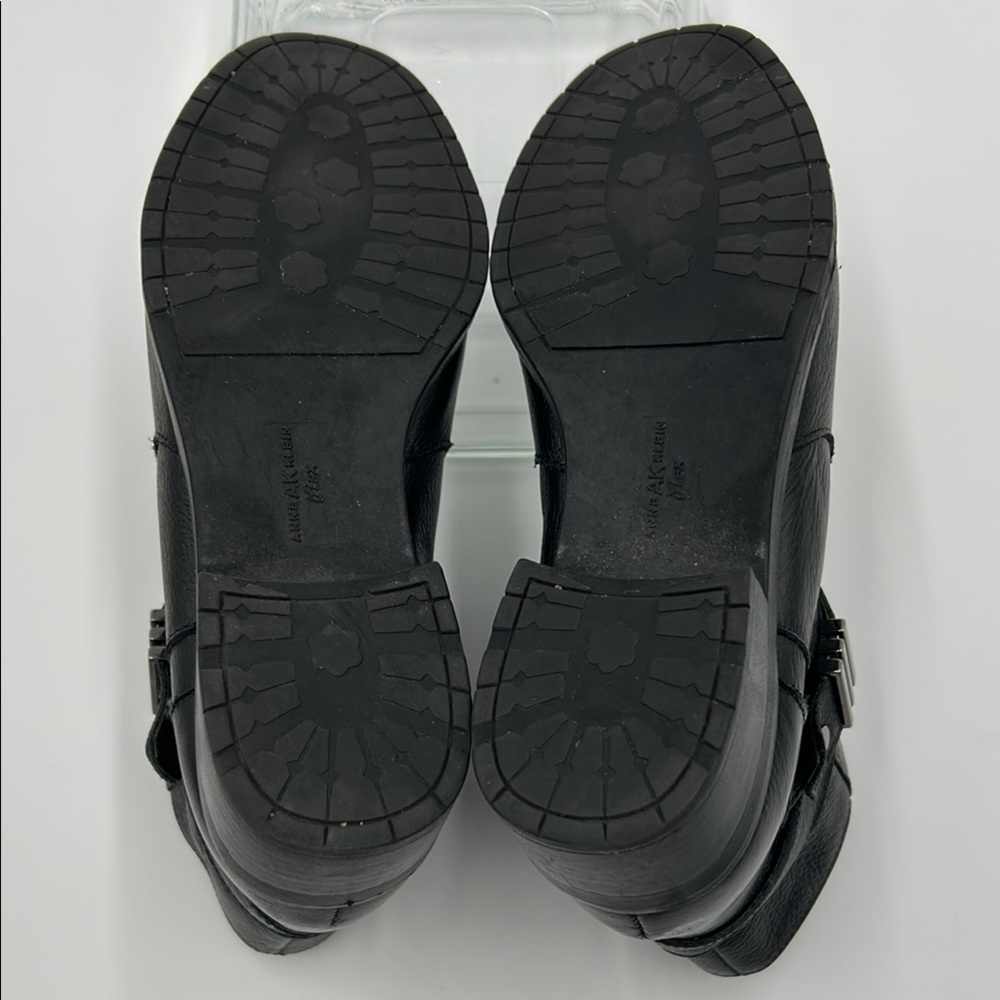 Anne Klein Lorissa Leather Ankle Booties Women's 6.5 Black Ruched Detail Zip Up - Picture 8 of 14